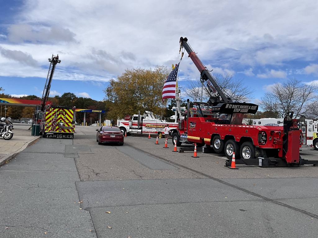 trucks outside Hickory Run service plaza