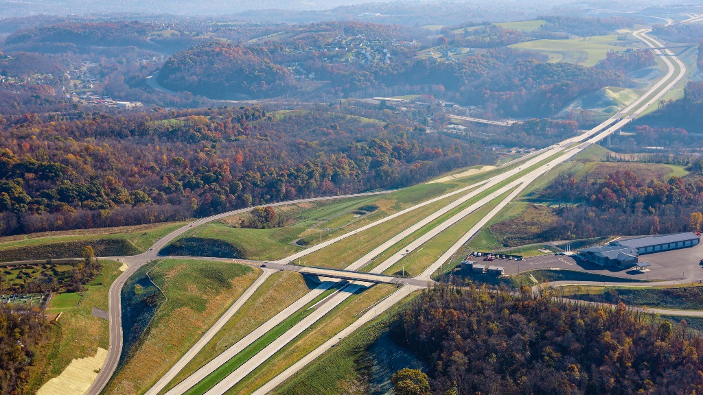 PA Turnpike spanning across a valley