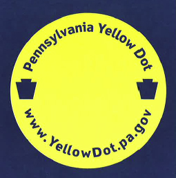 PennDOT Yellow Dot program sticker