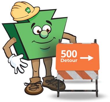 Turnpike Mike & 500 Detour Sign