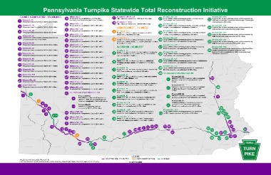 Map of PA Turnpike Total Reconstruction Projects