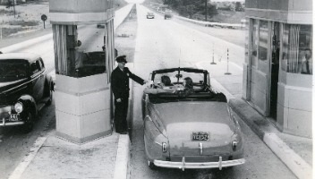 Historic photograph of toll booth on PA turnpike
