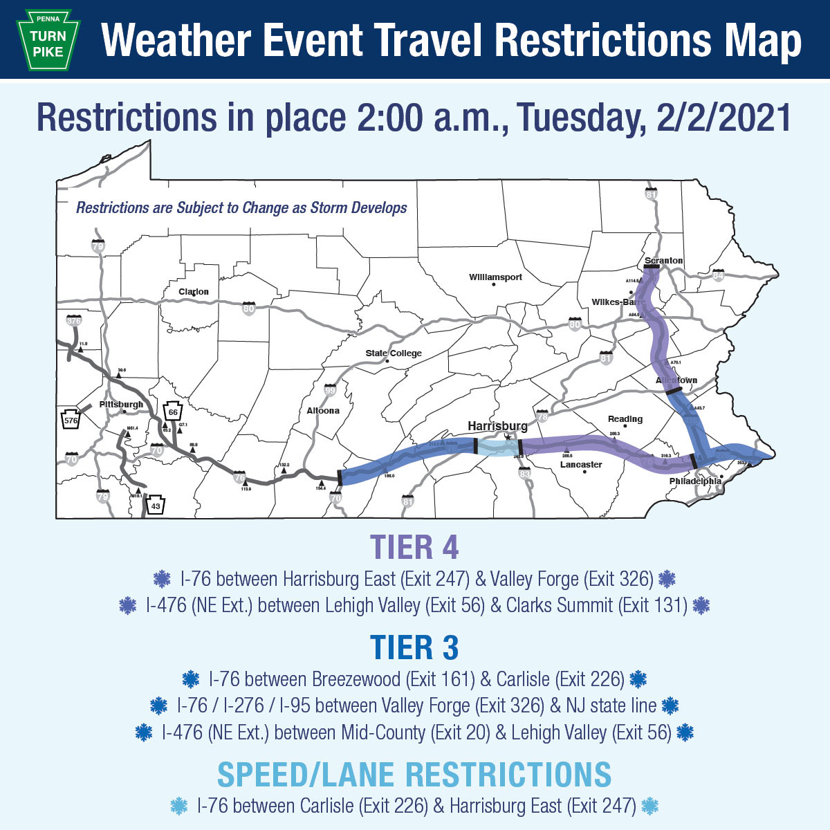 Vehicle Restrictions On PA Turnpike   02 01 2021 Image 01a 