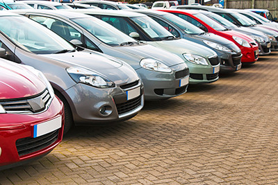 Rental cars lined up