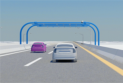 3D rendering of cars on a roadway