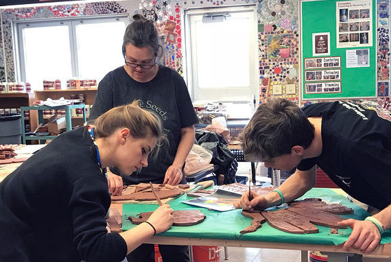 Students working on Art Sparks projects - King of Prussia