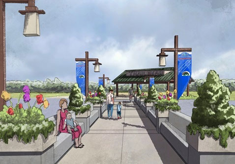 sidiling-hill-service-plaza-graphic Rendering of the walkway from the service plaza to the trailhead