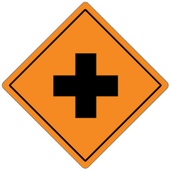 Roadwork Sign with Hospital Icon