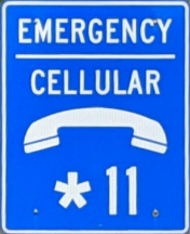 Emergency Cellular *11 - Road Sign