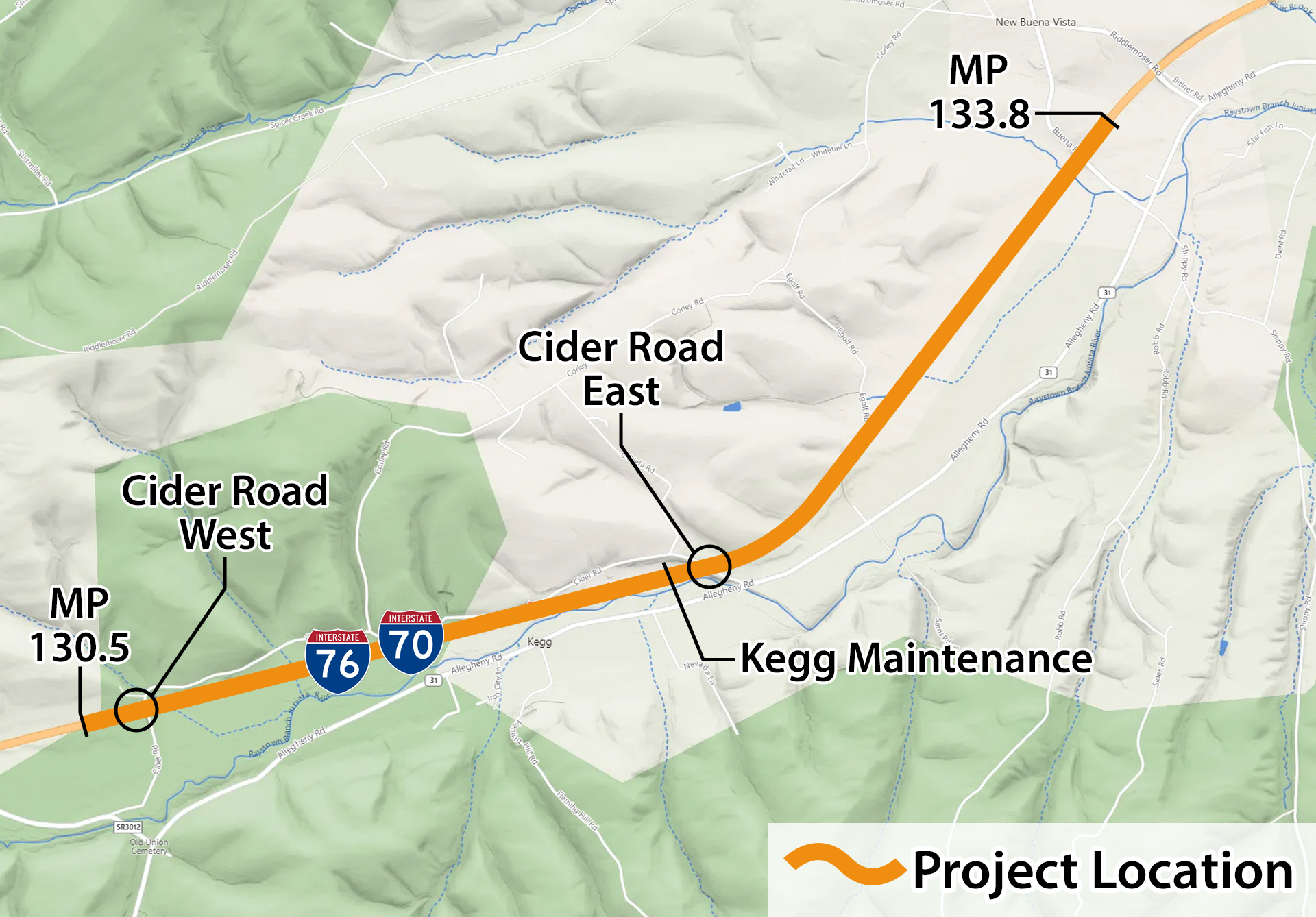 Web-LocationMap Project Map Milepost 131- 134 - Image