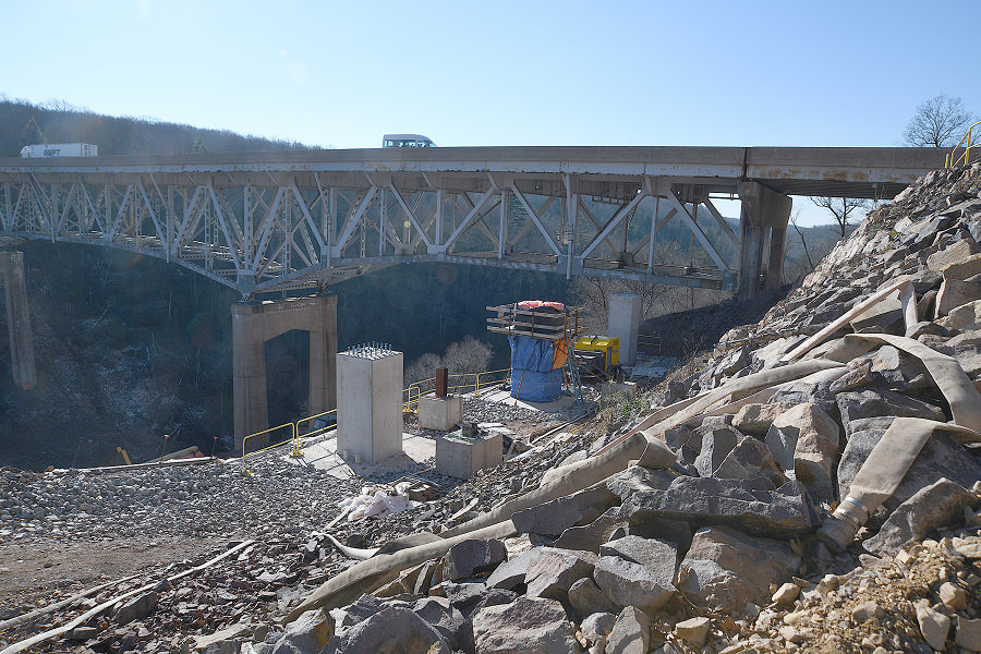 Hawk Falls bridge construction