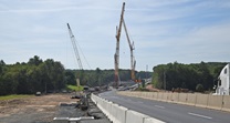 Cranes in place for bridge construction