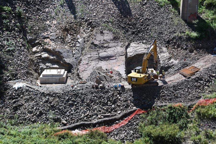 Hawk Falls Bridge foundation construction