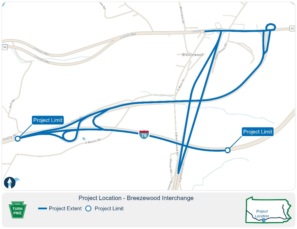 Breezewood Interchange Map 2025