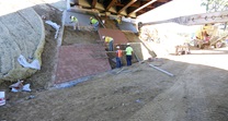 New slope wall installation at the westbound abutment (Sept 2013)