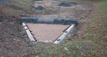 Installation of gabion baskets and curb in Basin 2 forebay (Sep 2020/Feb 2021)