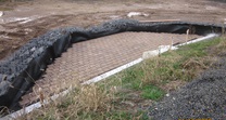Installation of gabion baskets and concrete curb for Basin 4 forebay (Sep 2020/Feb 2021)