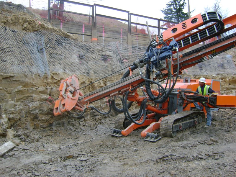 April 2014 - Abutment 2 Rock Drilling for Temporary Shoring