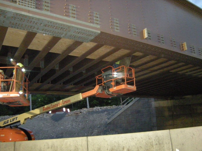 June 2015 Placing Underdeck Shielding on Existing Bridge