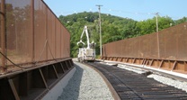 July 2015 207-WB Norfolk Southern Placing Railroad Ties on New Bridge
