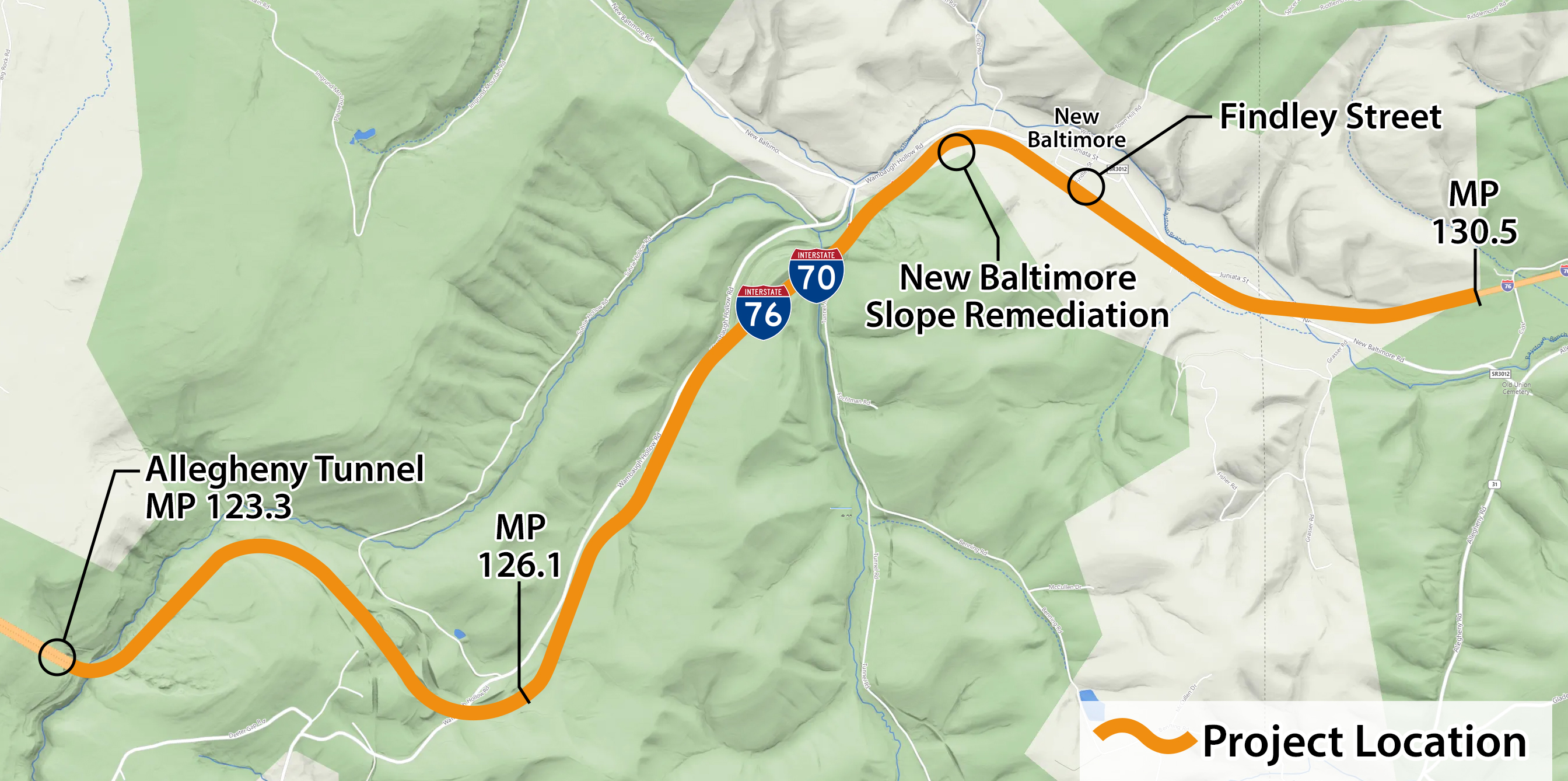 Web-LocationMap Project Map Milepost 126 - 131 - Image