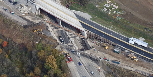 Aerial Photo of Eastbound Bridge Demolition Adjacent to New Westbound Bridge