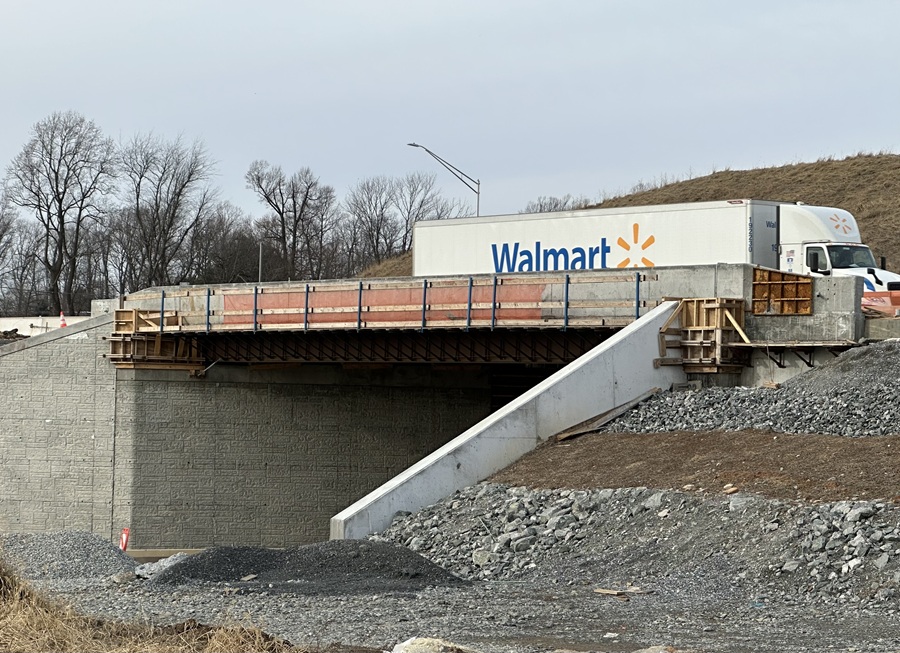 Interchange bridge construction