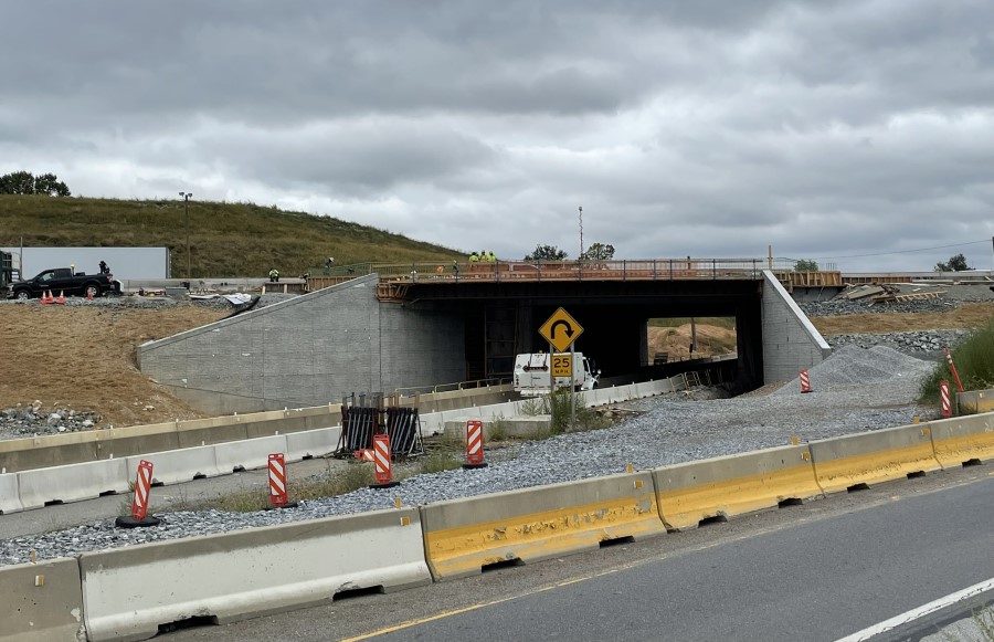 Interchange bridge construction