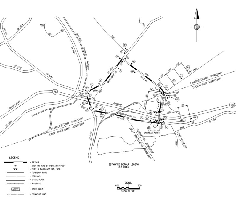 Howells Rd Detour Map