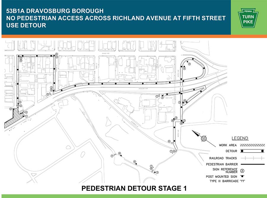 53B1A Pedestrian Detour Map