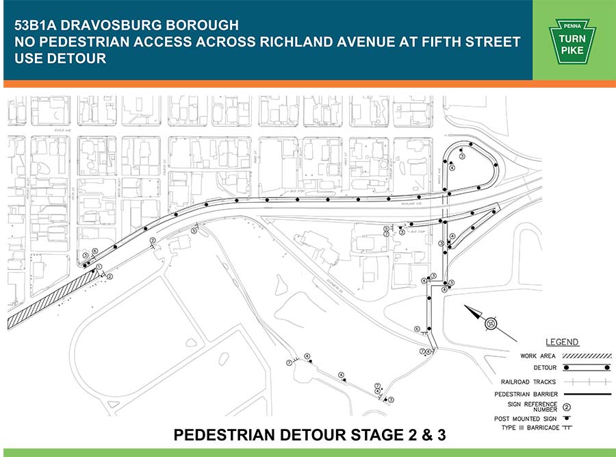 53B1A Pedestrian Detour Map