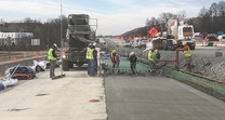 Placing concrete for Moment Slab on I-79 NB - March 2022