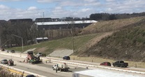 Placing cement treated permeable base on I-79 SB