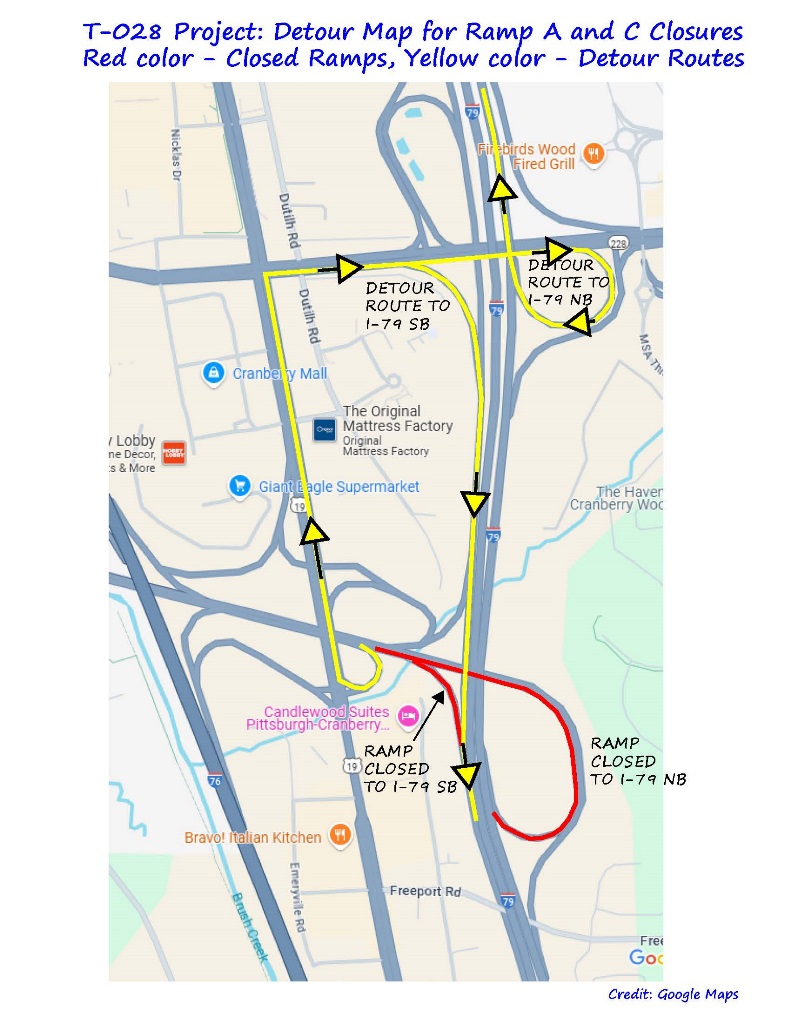 T-028 Project Detour Map for Upcoming Ramp A and Ramp C Closure T-028 Project Detour Map for Upcoming Ramp A and Ramp C Closure